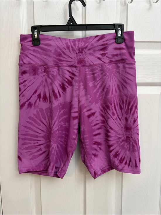 32 Degrees Pants - 32 Degrees Purple Tie-Dye High-Waist Bike Shorts